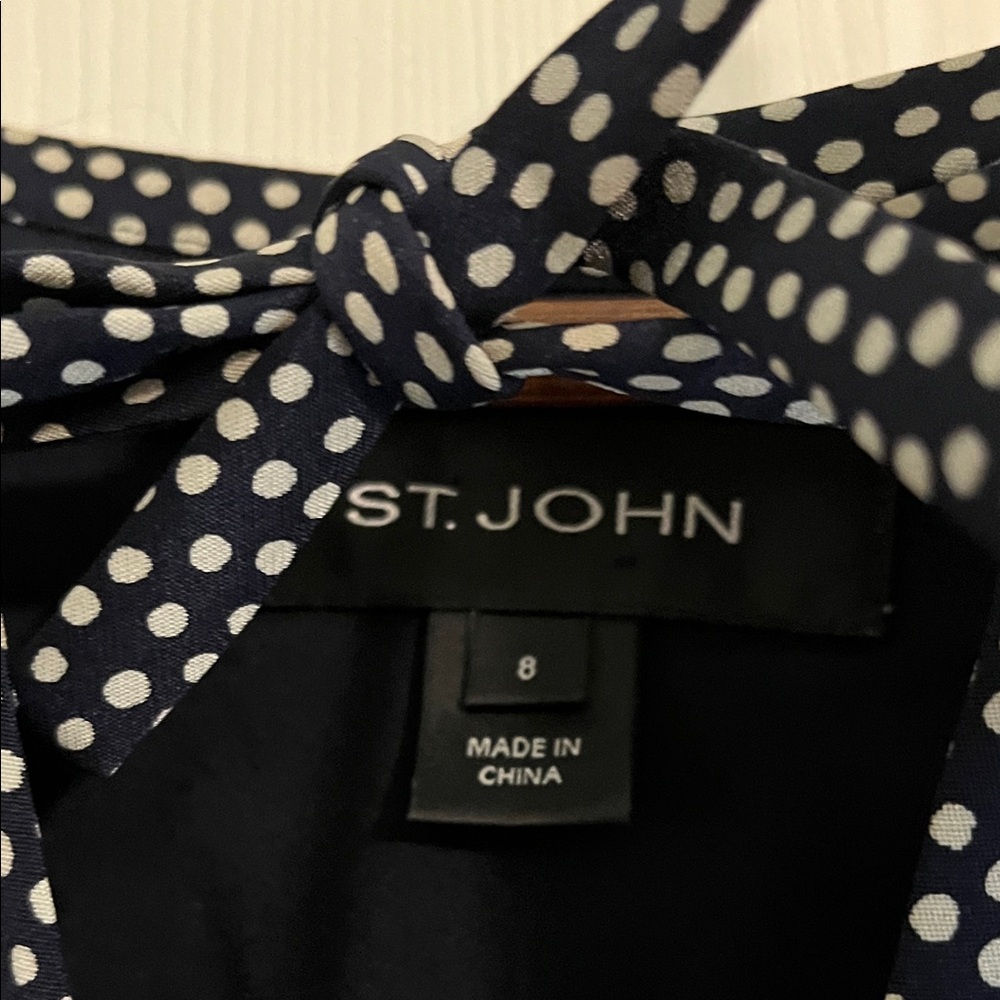 St. John Black and White Polka Dot Silk Dress